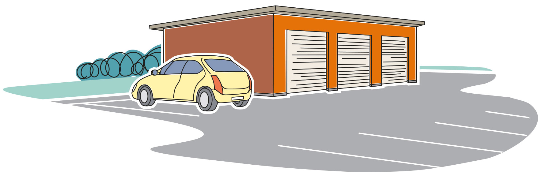 Illustrationsbild på bil och carport